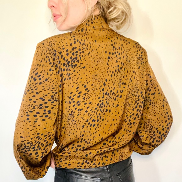 Nasty Gal Neutral Speckled Button-Down Blouse - Picture 2 of 4